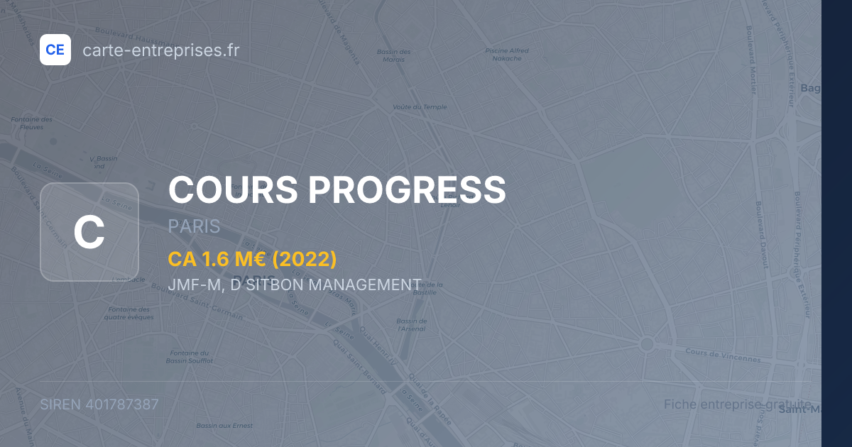 COURS PROGRESS — 401787387 — fiche entreprise
