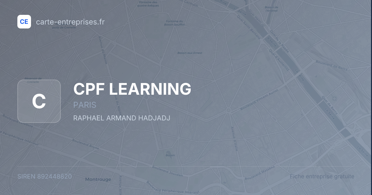 CPF LEARNING — 892448820 — fiche entreprise