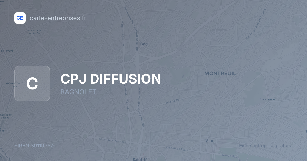 CPJ DIFFUSION — 391193570 — fiche entreprise