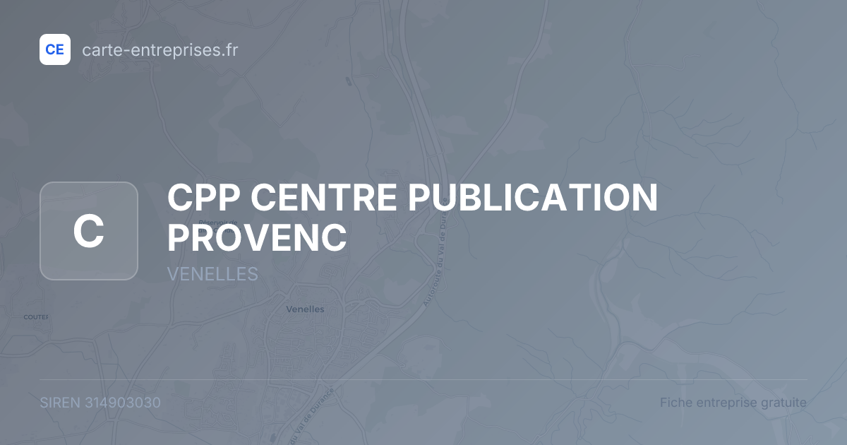 CPP CENTRE PUBLICATION PROVENC — 314903030 — fiche entreprise