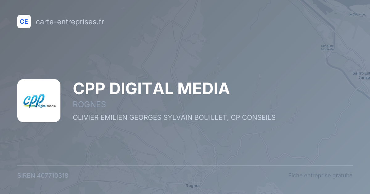 CPP DIGITAL MEDIA — 407710318 — fiche entreprise