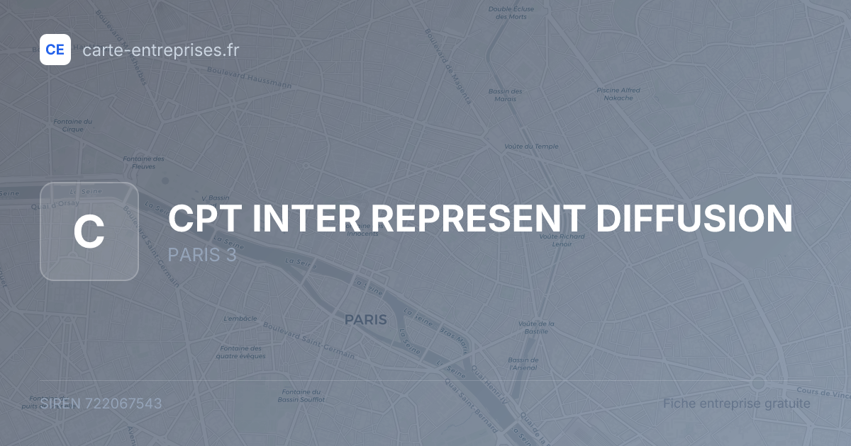 CPT INTER REPRESENT DIFFUSION — 722067543 — fiche entreprise