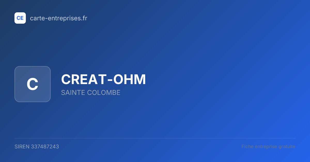 CREAT-OHM — 337487243 — fiche entreprise