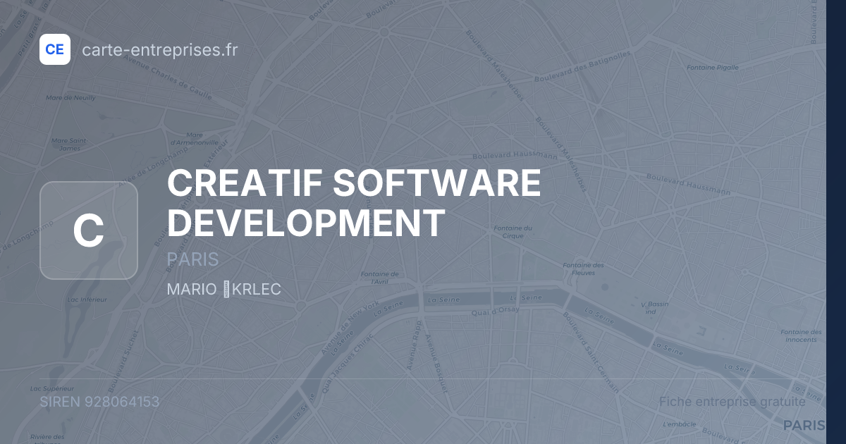 CREATIF SOFTWARE DEVELOPMENT — 928064153 — fiche entreprise