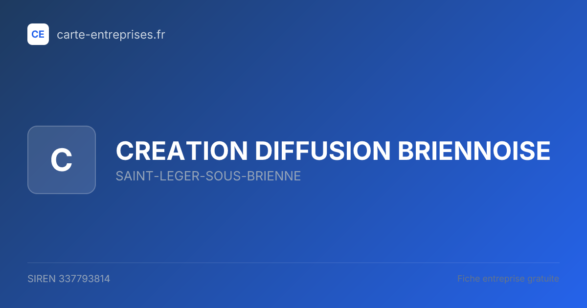 CREATION DIFFUSION BRIENNOISE — 337793814 — fiche entreprise