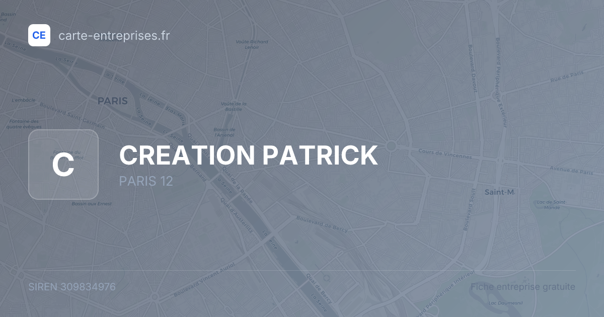 CREATION PATRICK — 309834976 — fiche entreprise