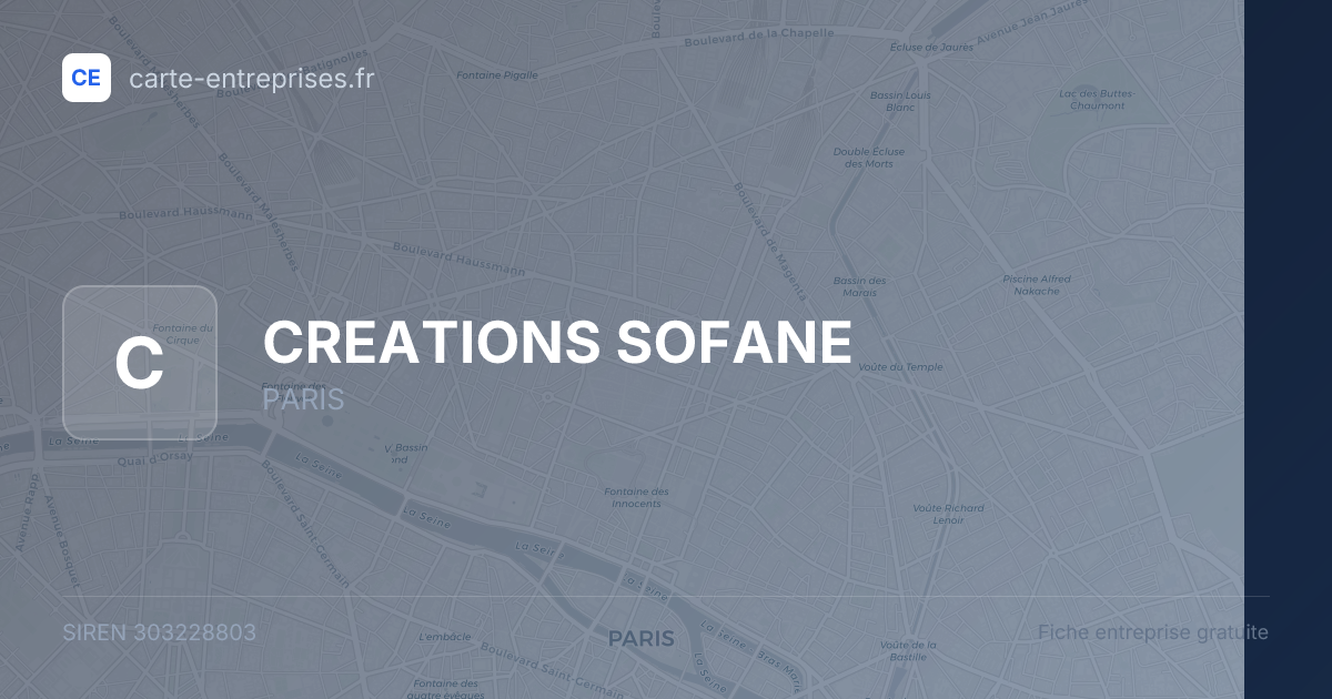 CREATIONS SOFANE — 303228803 — fiche entreprise