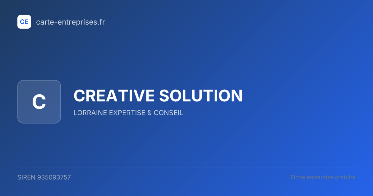 CREATIVE SOLUTION — 935093757 — fiche entreprise