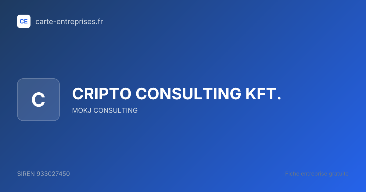 CRIPTO CONSULTING KFT. — 933027450 — fiche entreprise