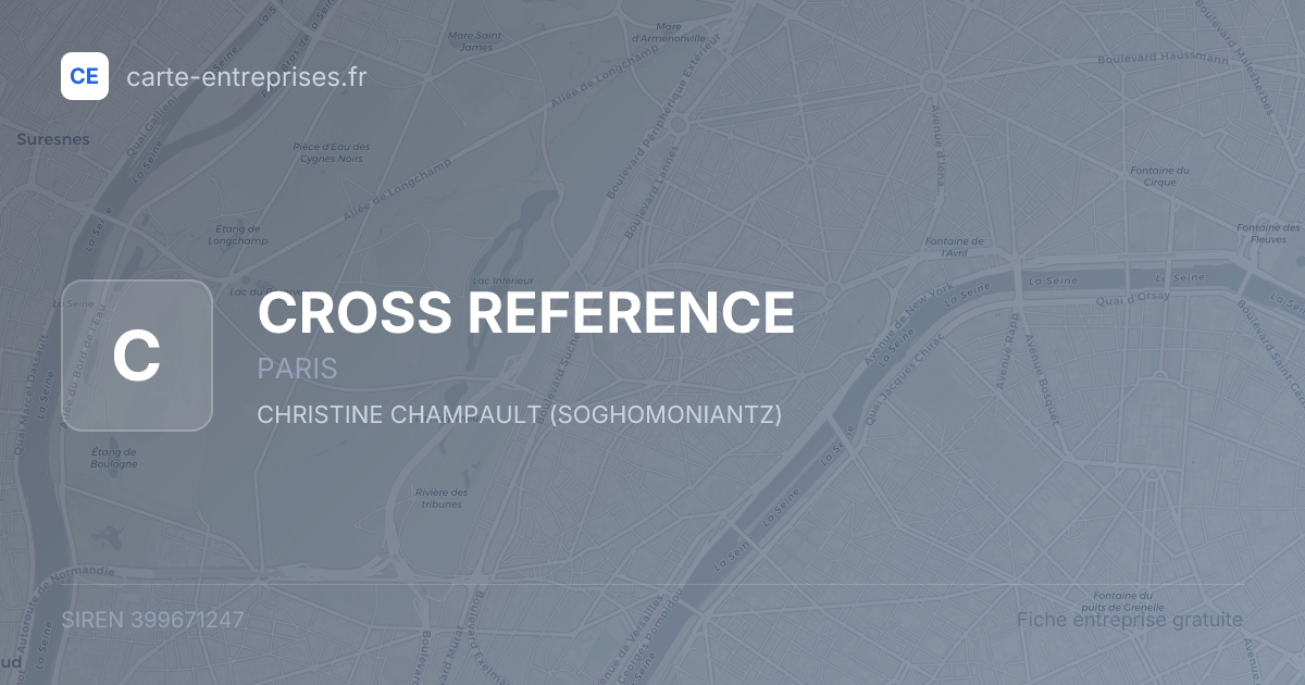 CROSS REFERENCE — 399671247 — fiche entreprise