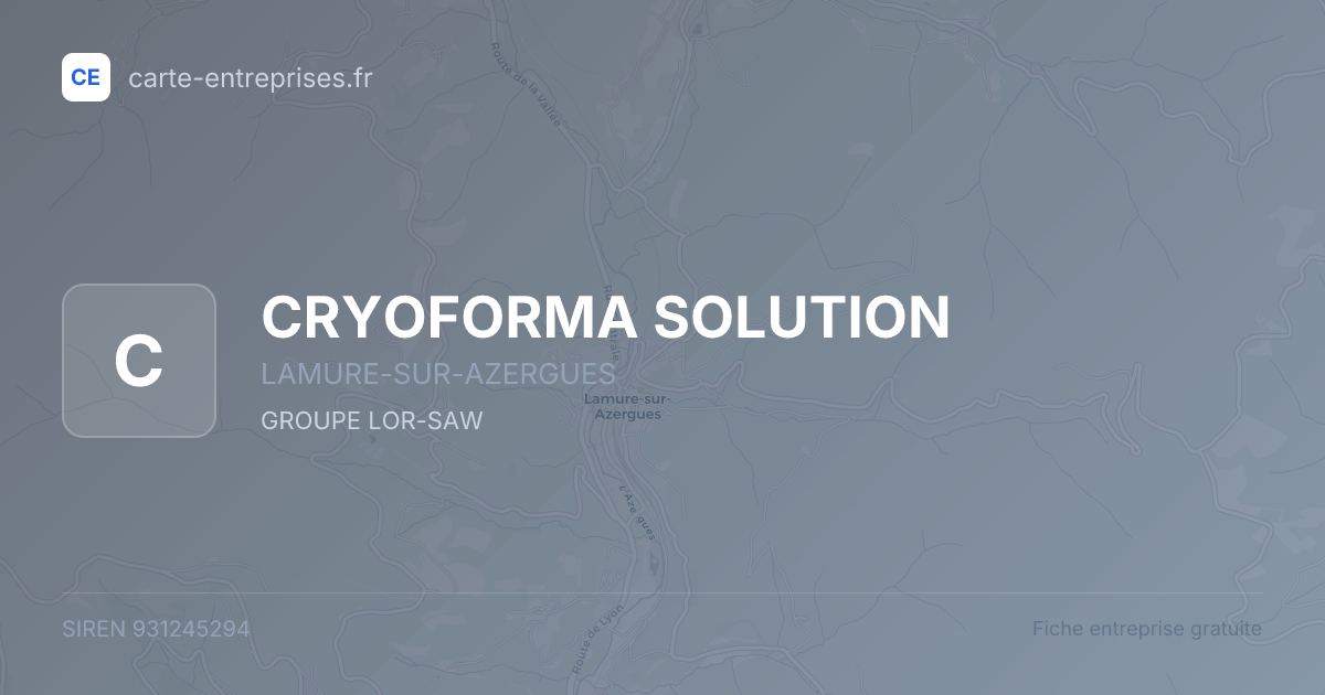 CRYOFORMA SOLUTION — 931245294 — fiche entreprise