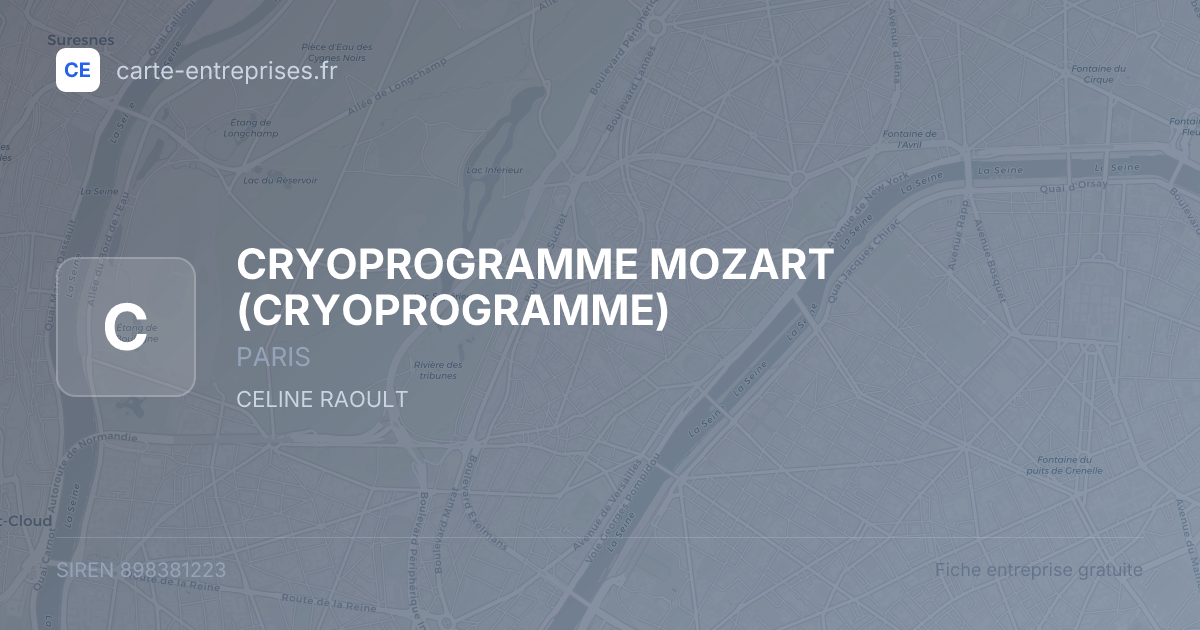 CRYOPROGRAMME MOZART (CRYOPROGRAMME) — 898381223 — fiche entreprise