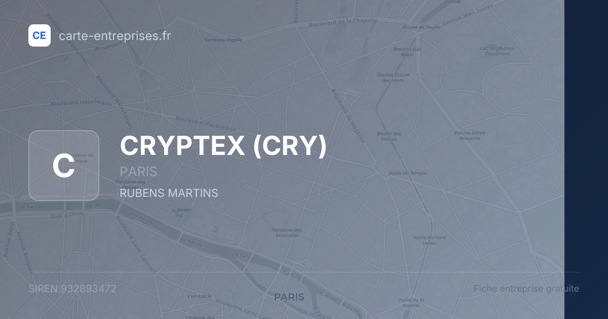 CRYPTEX (CRY) — 932893472 — fiche entreprise