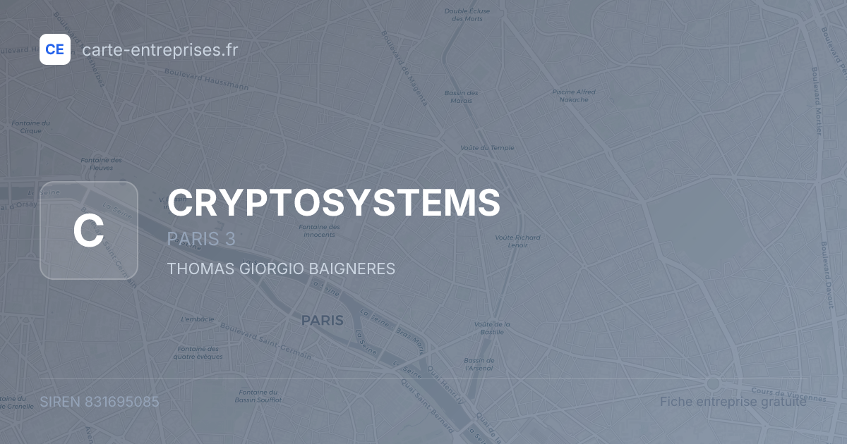 CRYPTOSYSTEMS — 831695085 — fiche entreprise