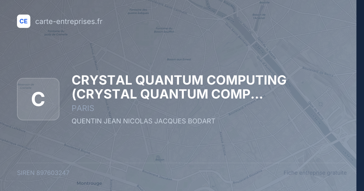 CRYSTAL QUANTUM COMPUTING (CRYSTAL QUANTUM COMPUTING) (CQC) — 897603247 — fiche entreprise