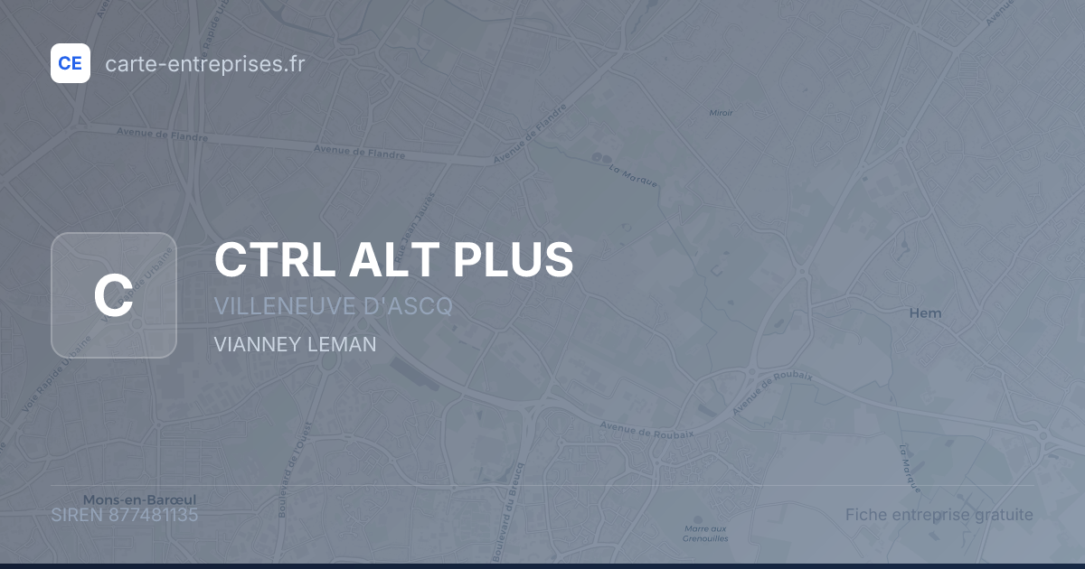 CTRL ALT PLUS — 877481135 — fiche entreprise
