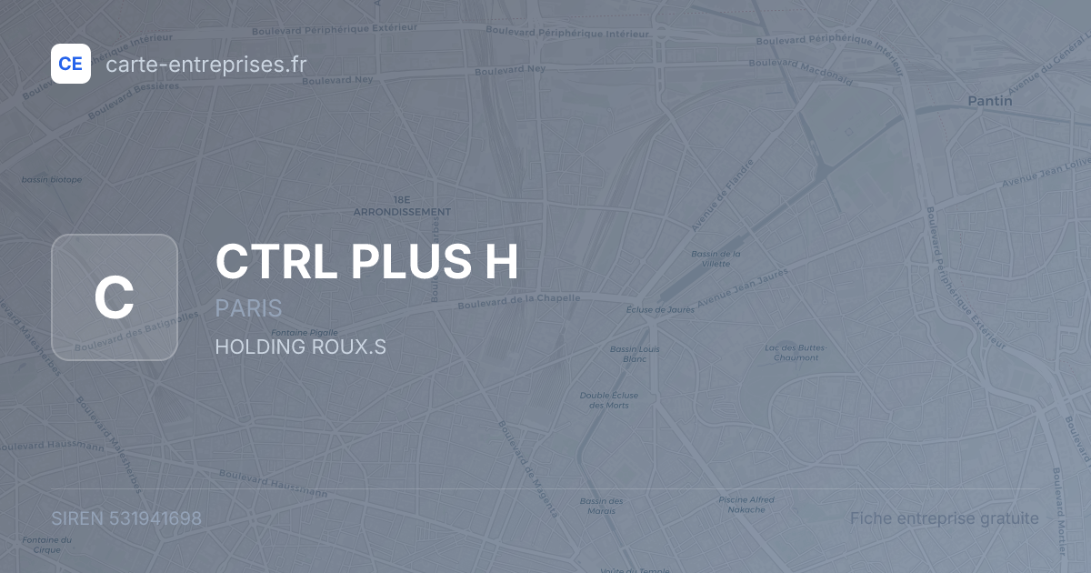 CTRL PLUS H — 531941698 — fiche entreprise