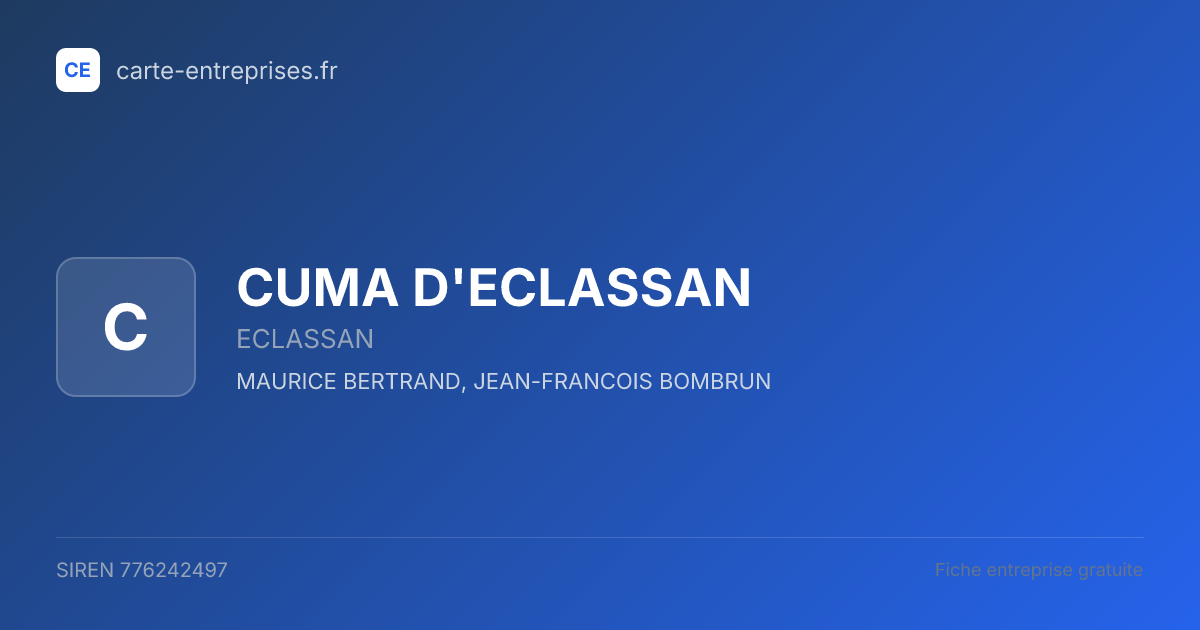 CUMA D'ECLASSAN — 776242497 — fiche entreprise