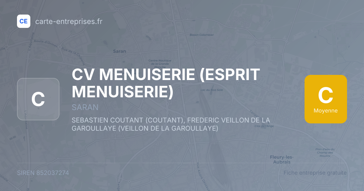 CV MENUISERIE (ESPRIT MENUISERIE) — 852037274 — fiche entreprise