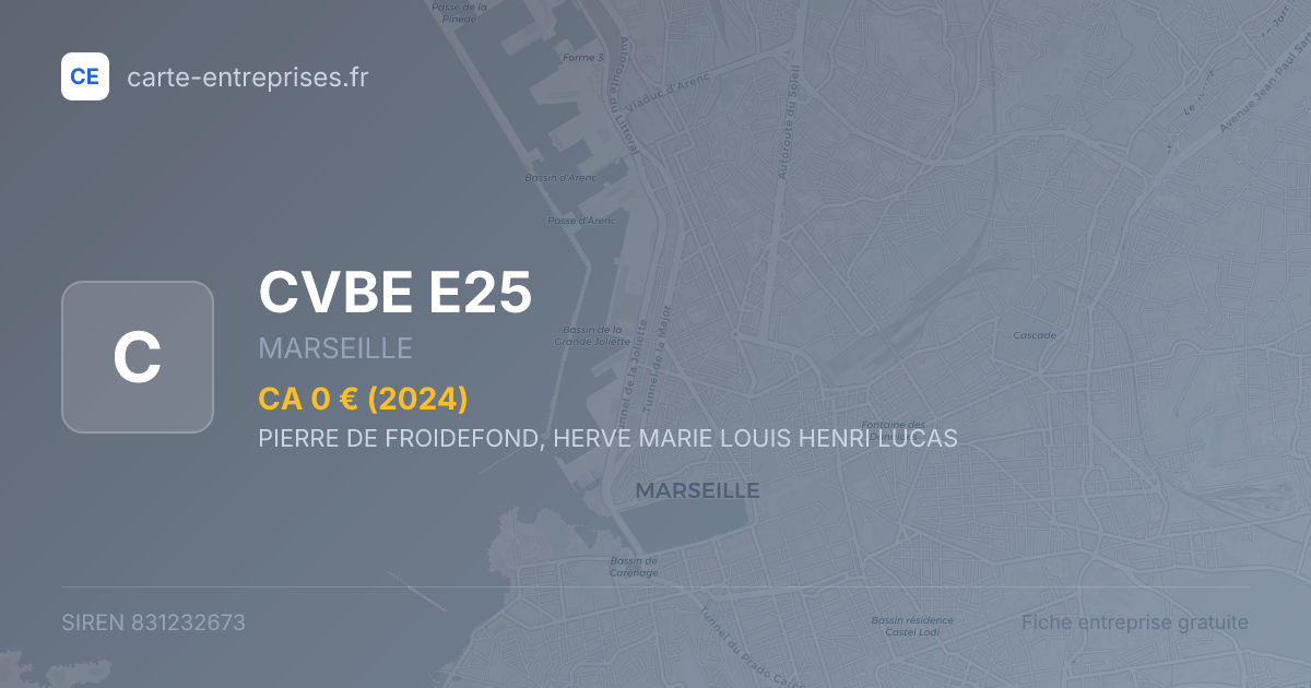 CVBE E25 — 831232673 — fiche entreprise