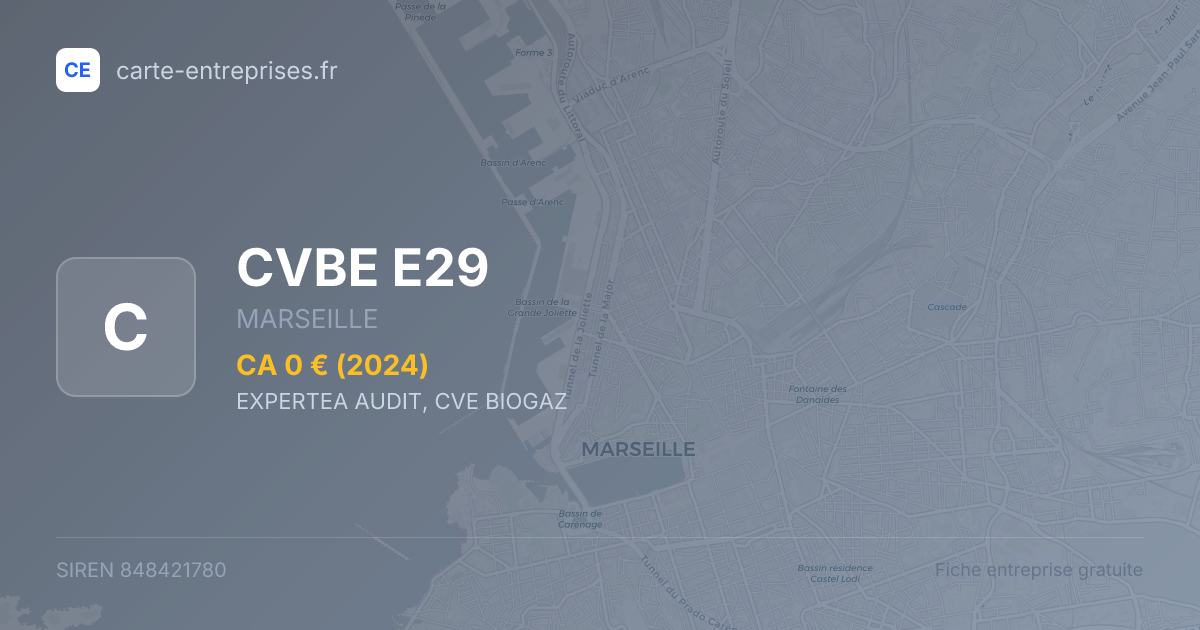 CVBE E29 — 848421780 — fiche entreprise