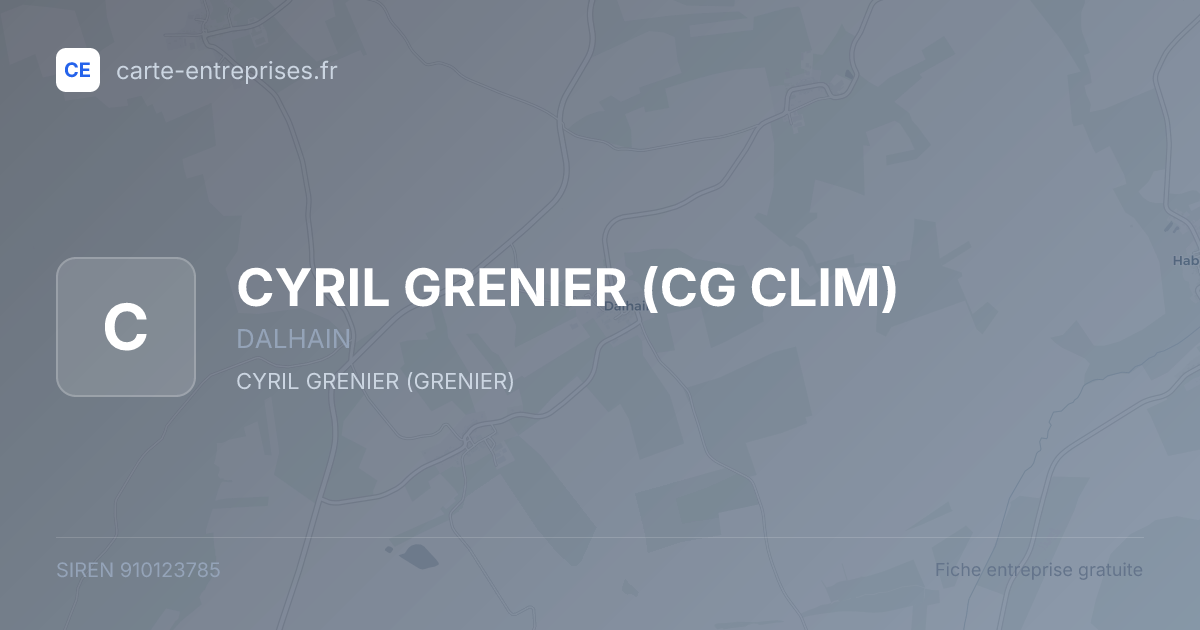 CYRIL GRENIER (CG CLIM) — 910123785 — fiche entreprise