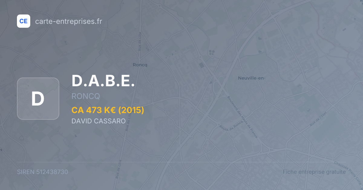 D.A.B.E. — 512438730 — fiche entreprise