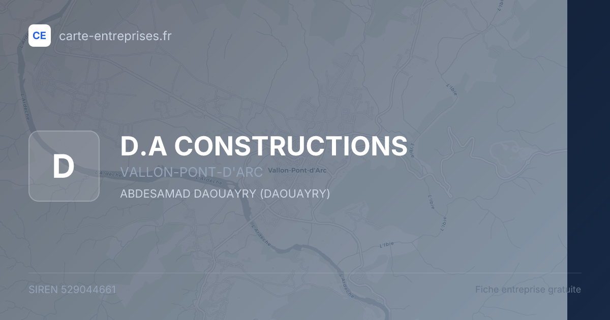 D.A CONSTRUCTIONS — 529044661 — fiche entreprise