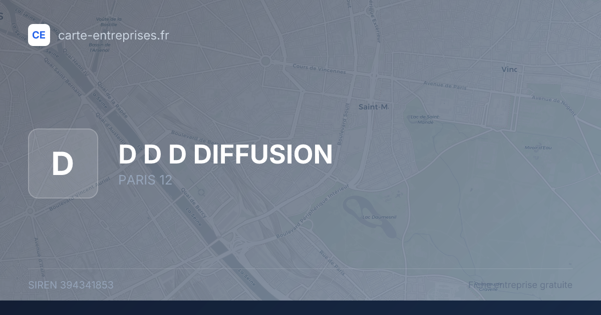D D D DIFFUSION — 394341853 — fiche entreprise
