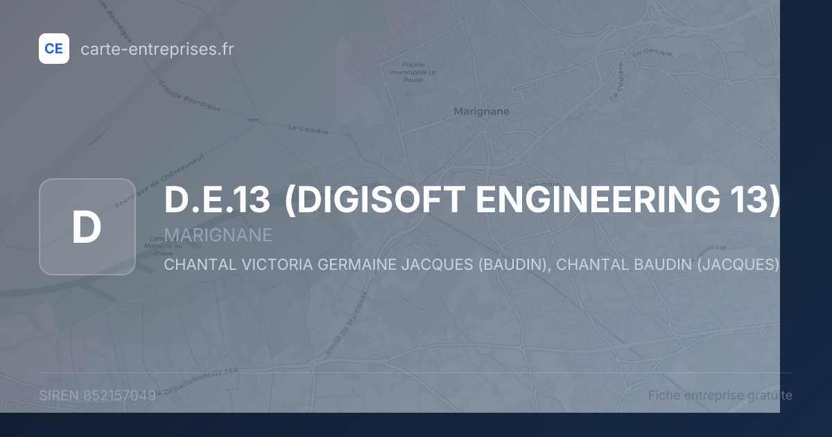 D.E.13 (DIGISOFT ENGINEERING 13) — 852157049 — fiche entreprise