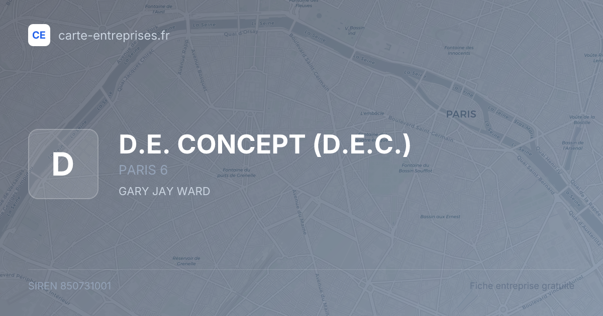 D.E. CONCEPT (D.E.C.) — 850731001 — fiche entreprise