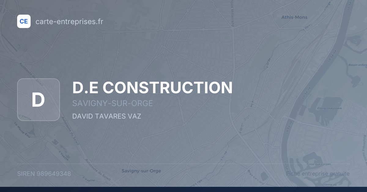 D.E CONSTRUCTION — 989649348 — fiche entreprise