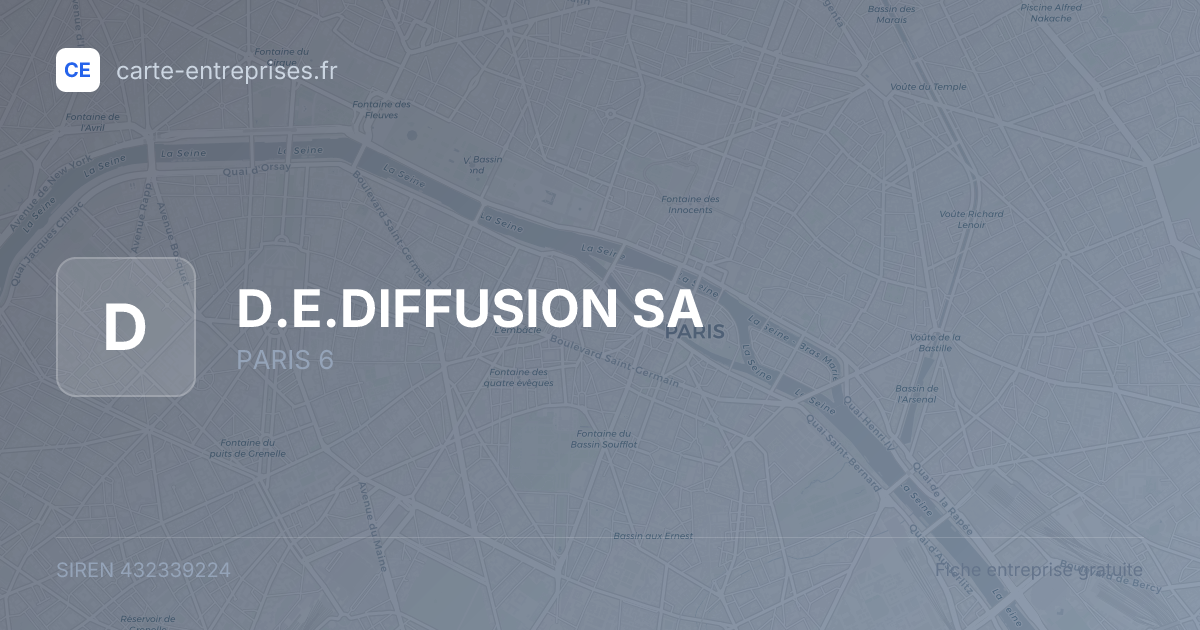 D.E.DIFFUSION SA — 432339224 — fiche entreprise