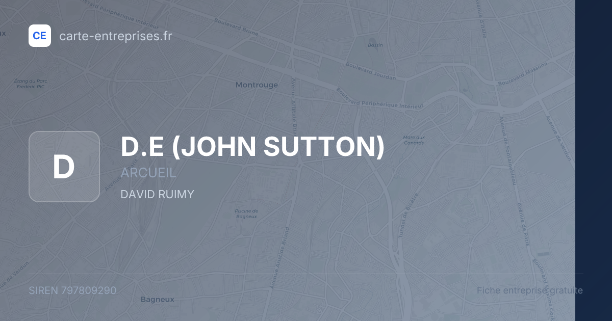 D.E (JOHN SUTTON) — 797809290 — fiche entreprise