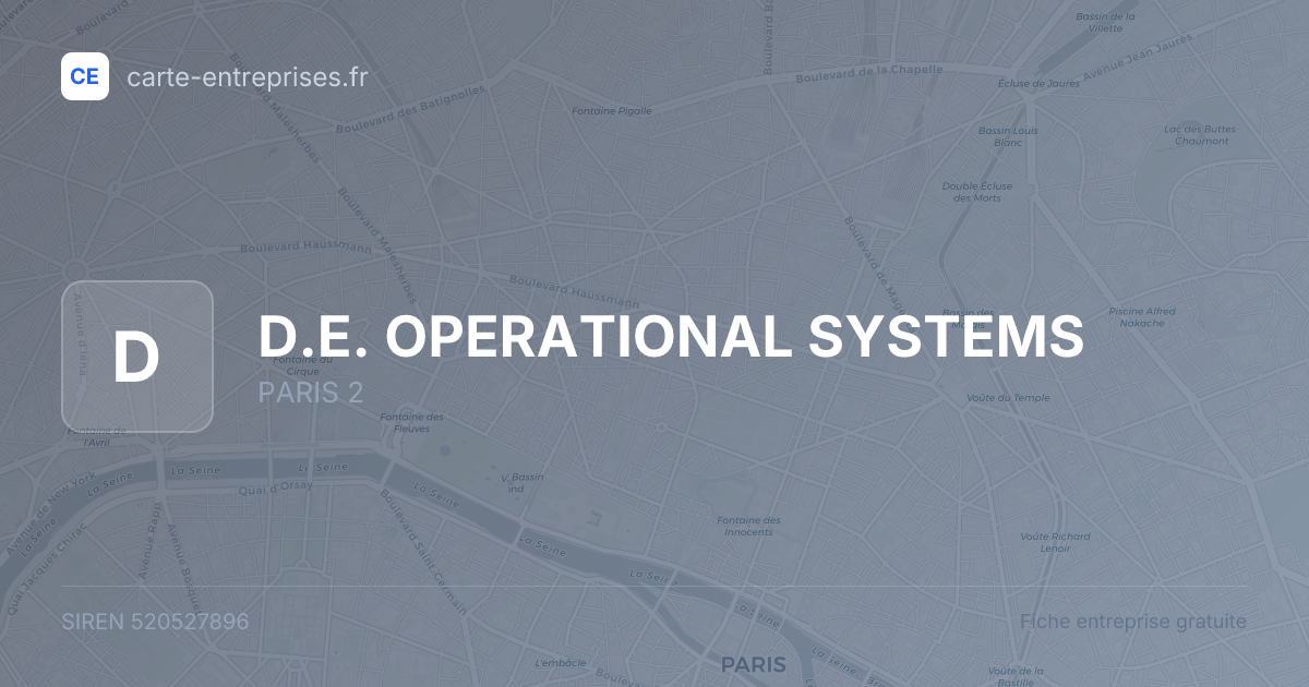 D.E. OPERATIONAL SYSTEMS — 520527896 — fiche entreprise
