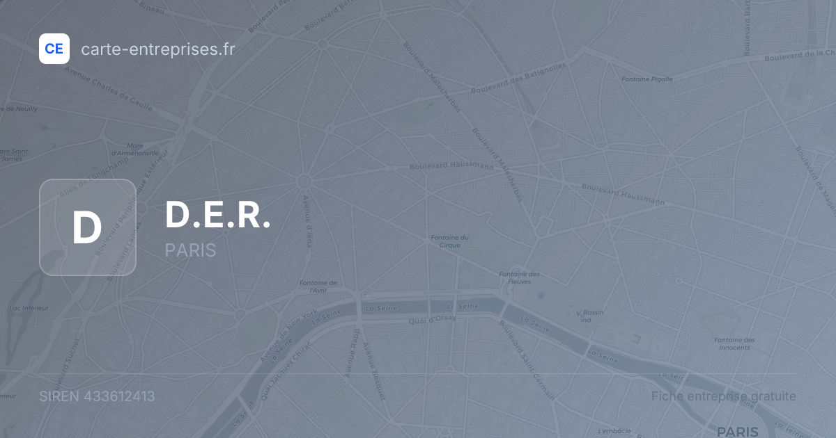 D.E.R. — 433612413 — fiche entreprise