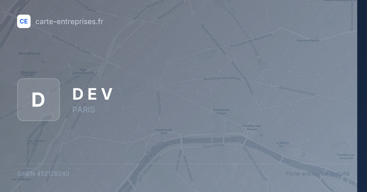 D E V — 452129240 — fiche entreprise