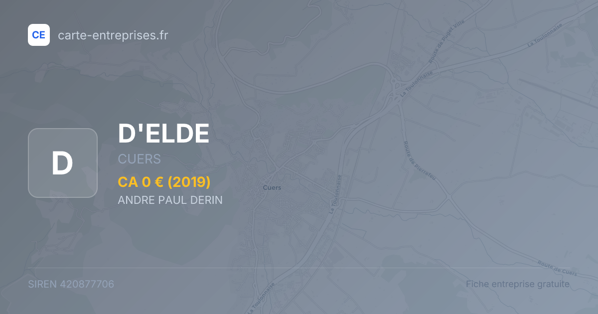 D'ELDE — 420877706 — fiche entreprise