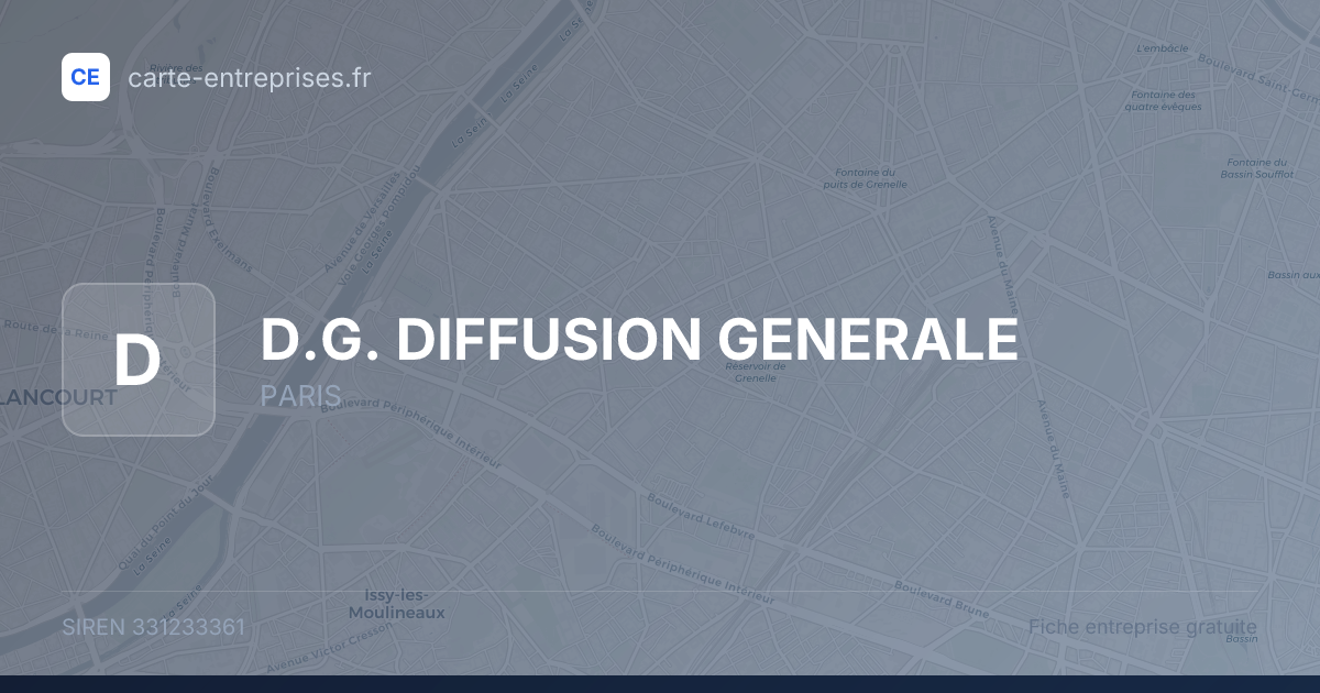 D.G. DIFFUSION GENERALE — 331233361 — fiche entreprise