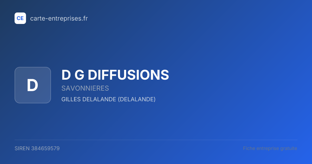 D G DIFFUSIONS — 384659579 — fiche entreprise