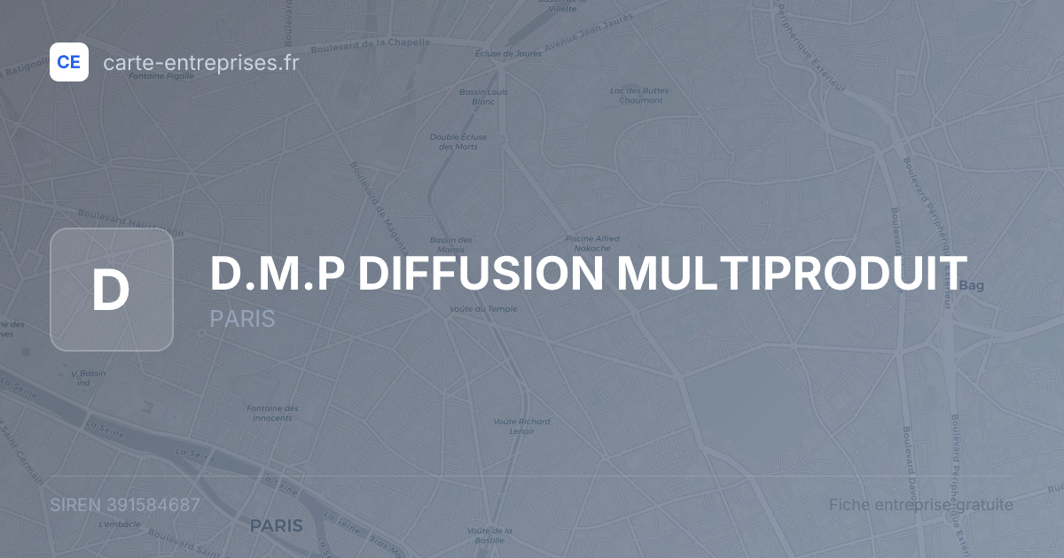 D.M.P DIFFUSION MULTIPRODUIT — 391584687 — fiche entreprise