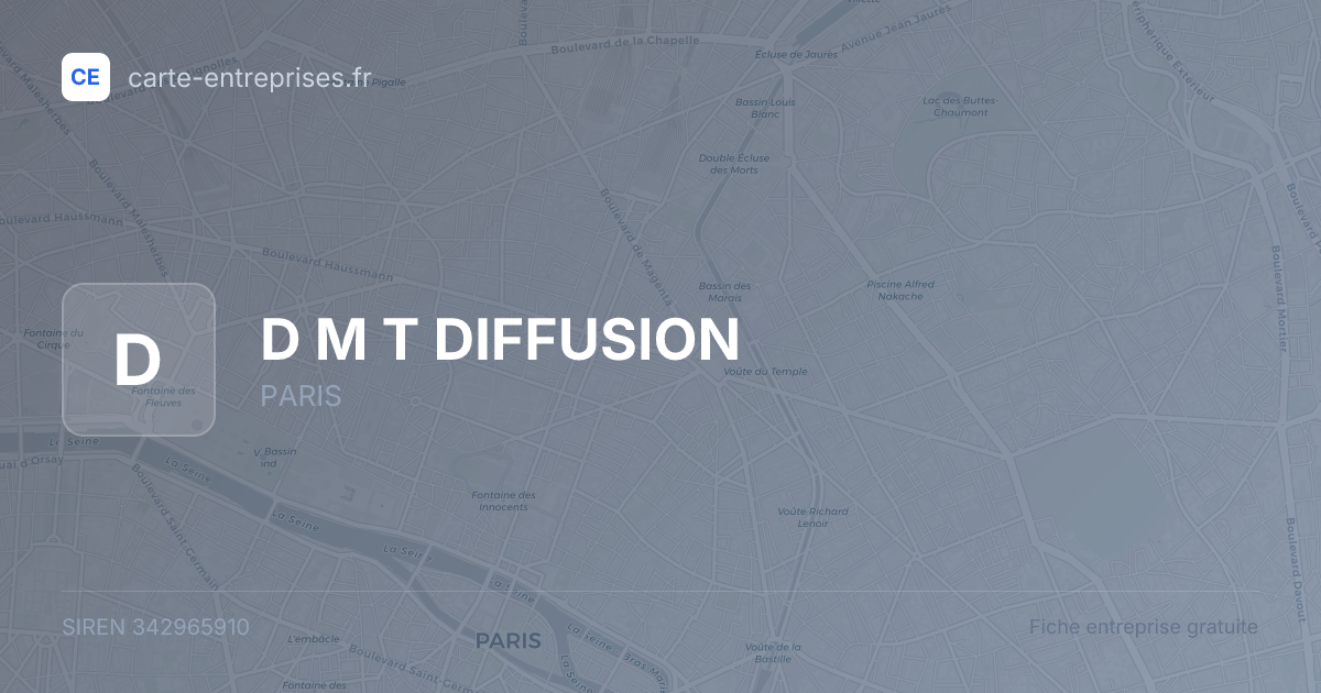 D M T DIFFUSION — 342965910 — fiche entreprise