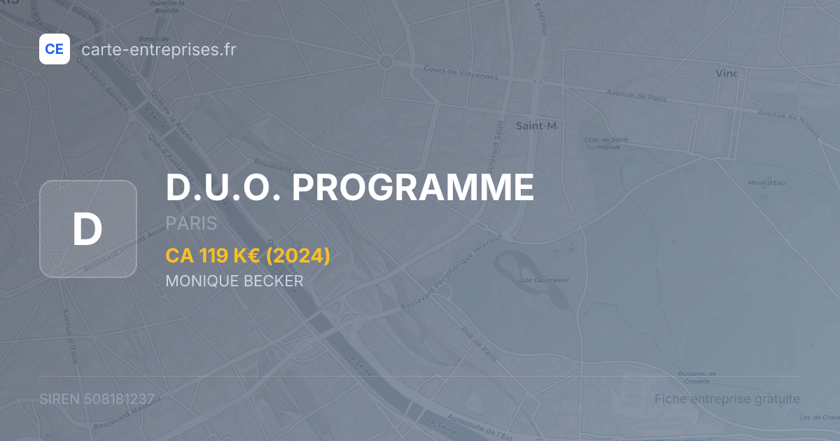 D.U.O. PROGRAMME — 508181237 — fiche entreprise