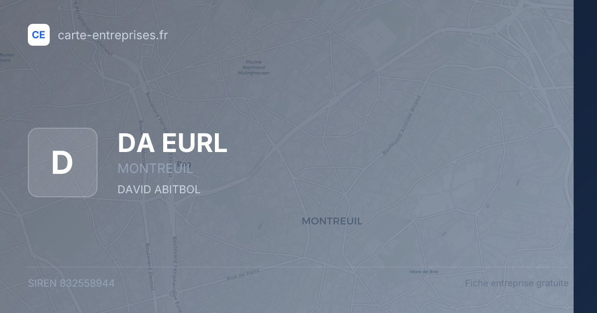 DA EURL — 832558944 — fiche entreprise