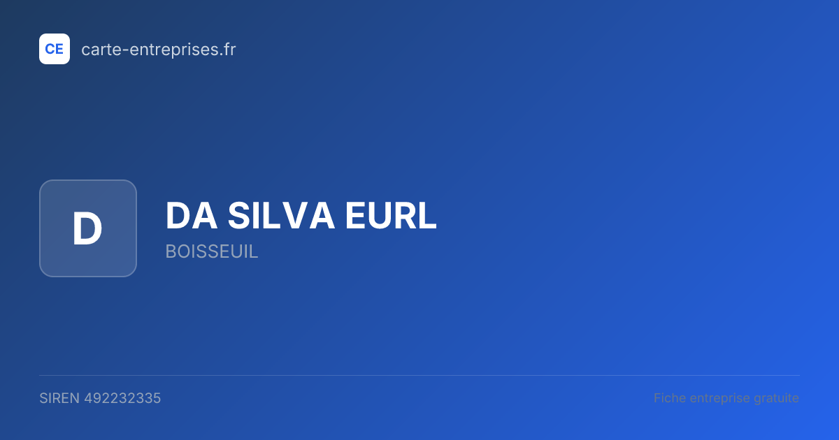 DA SILVA EURL — 492232335 — fiche entreprise