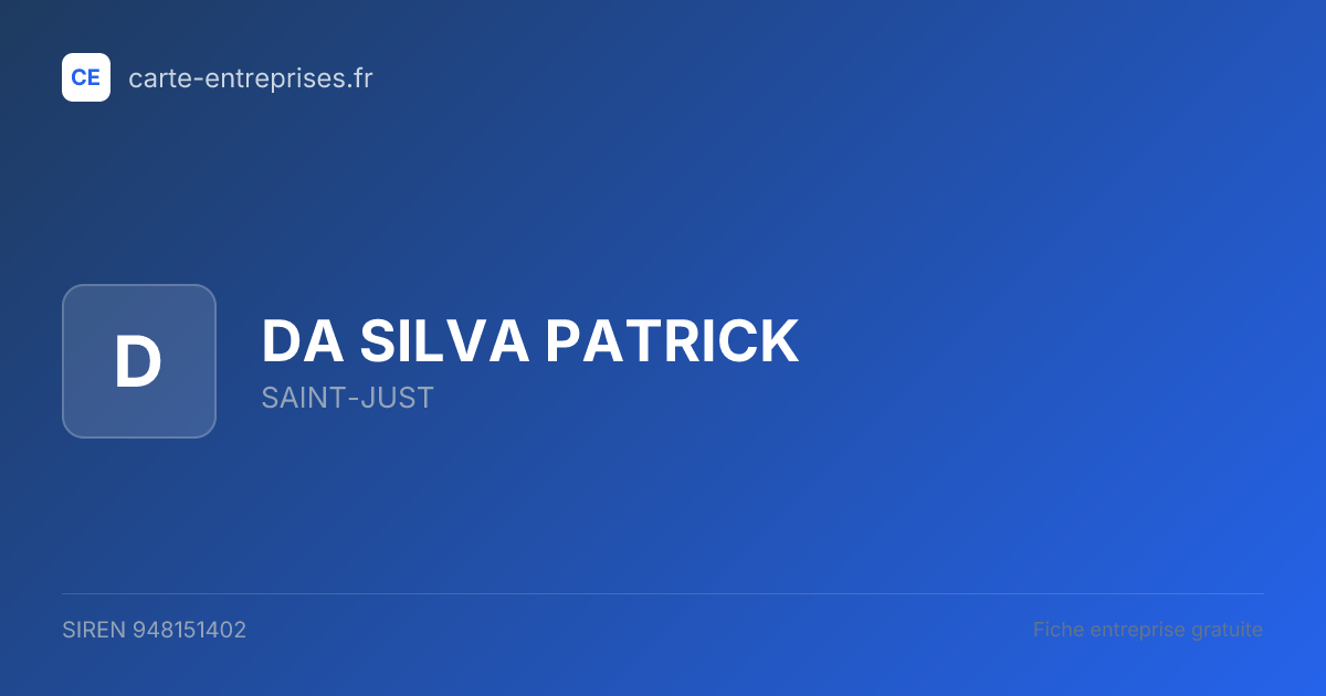 DA SILVA PATRICK — 948151402 — fiche entreprise