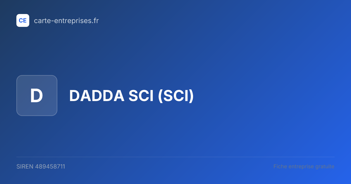 DADDA SCI (SCI) — 489458711 — fiche entreprise