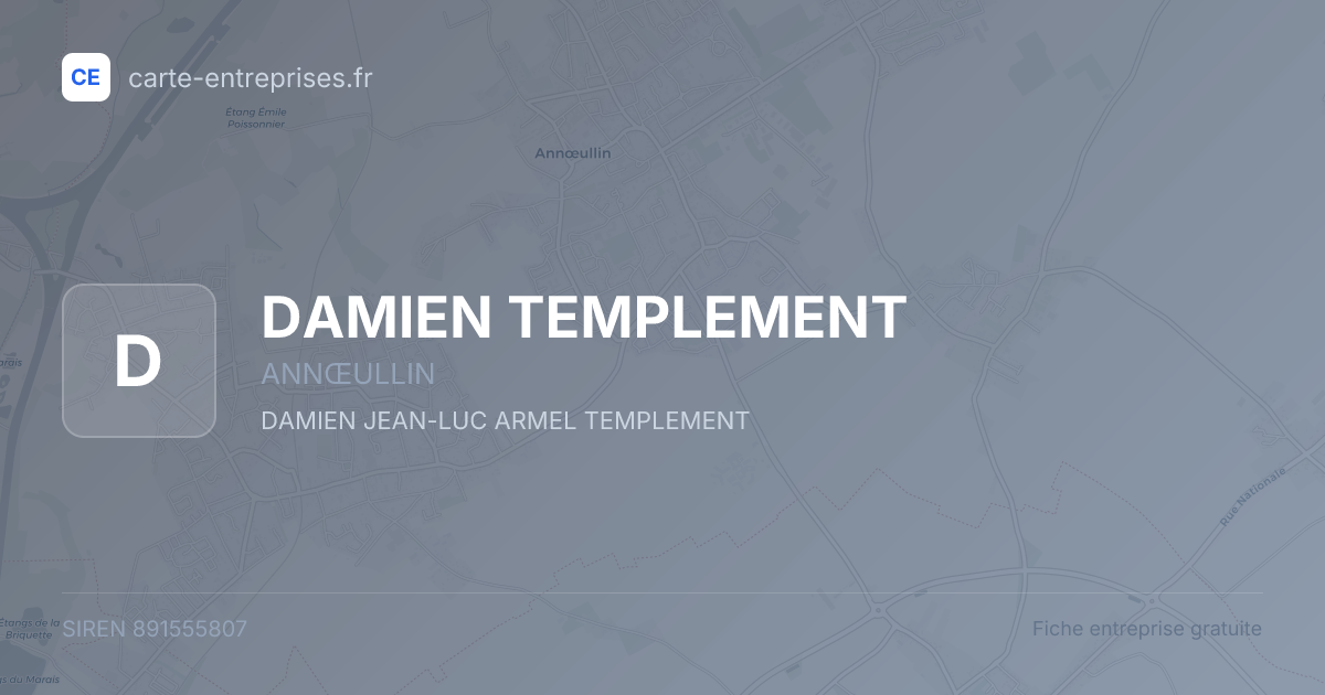 DAMIEN TEMPLEMENT — 891555807 — fiche entreprise