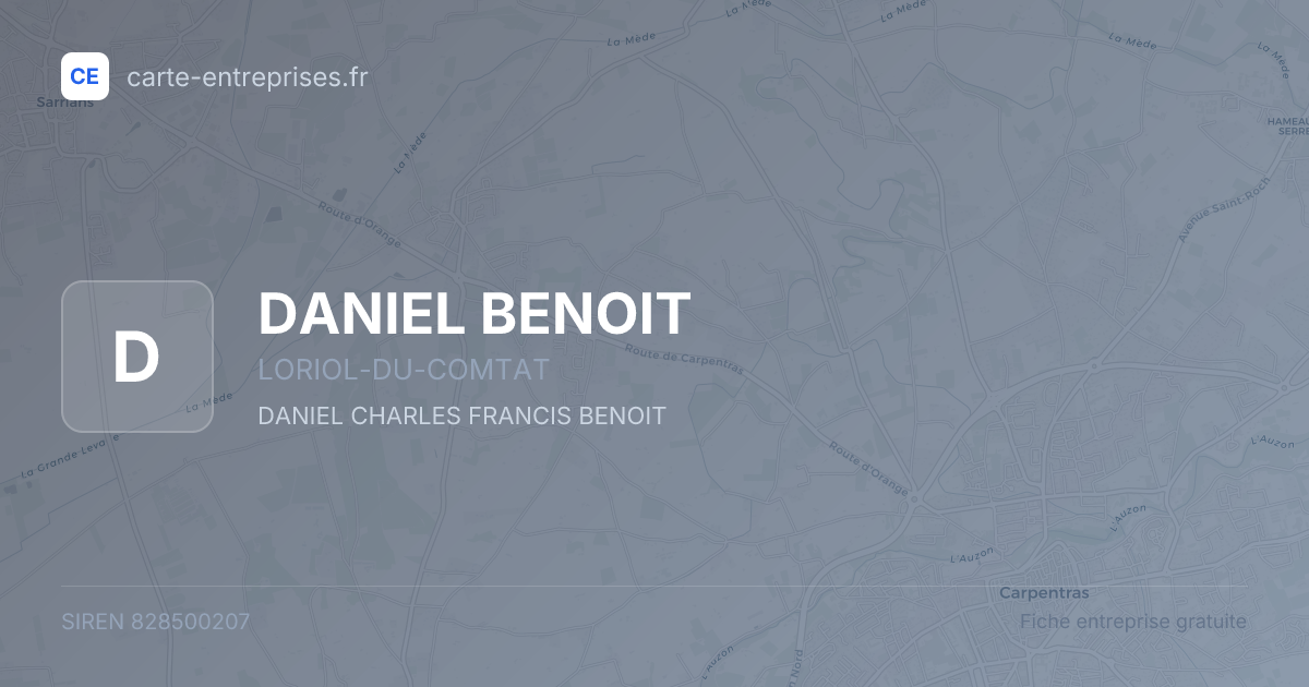 DANIEL BENOIT — 828500207 — fiche entreprise