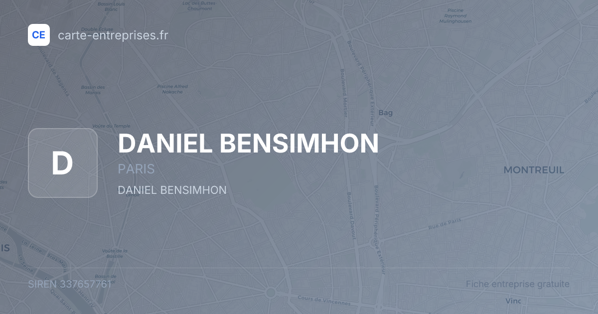 DANIEL BENSIMHON — 337657761 — fiche entreprise